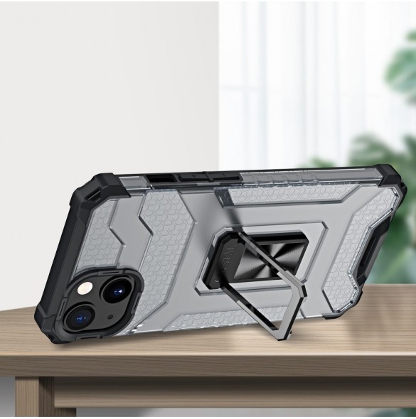 Crystal Ring Case Kickstand Tough Rugged Skal till iPhone 12 svart