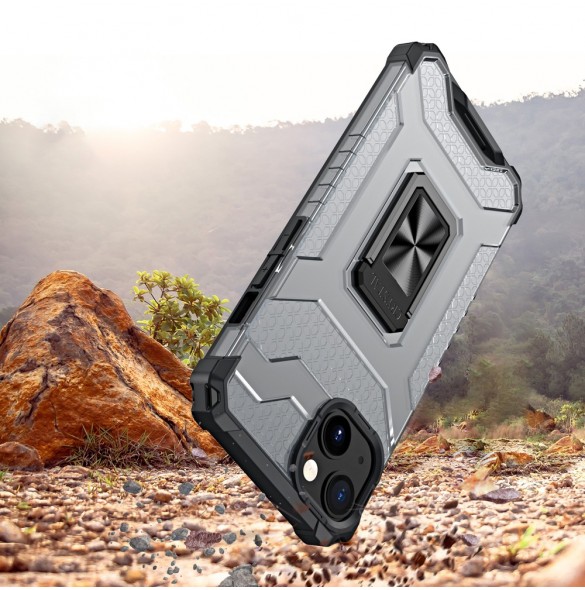 Crystal Ring Case Kickstand Tough Rugged Skal till iPhone 12 svart