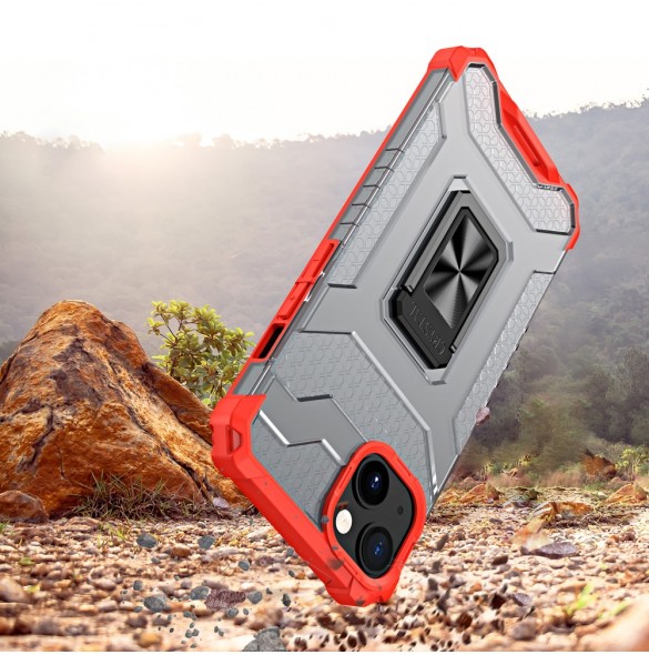 Crystal Ring Case Kickstand Tough Rugged Skal till iPhone 12 röd