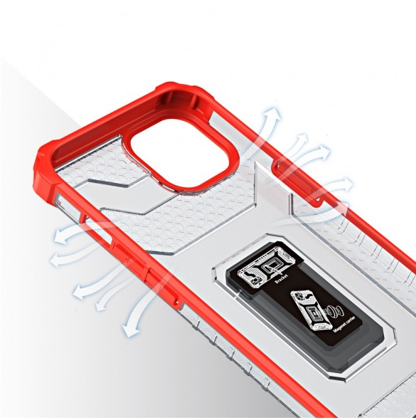 Crystal Ring Case Kickstand Tough Rugged Skal till iPhone 12 röd