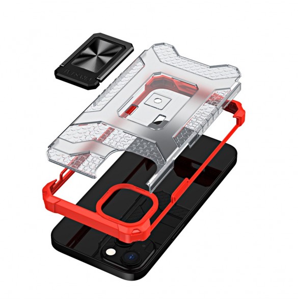 Crystal Ring Case Kickstand Tough Rugged Skal till iPhone 12 röd