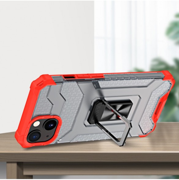 Crystal Ring Case Kickstand Tough Rugged Skal till iPhone 12 röd