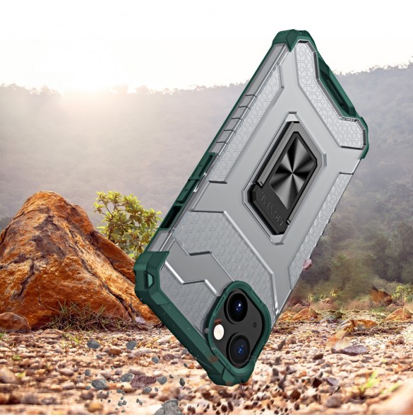 Crystal Ring Case Kickstand Tough Rugged Cover för iPhone 12 grön