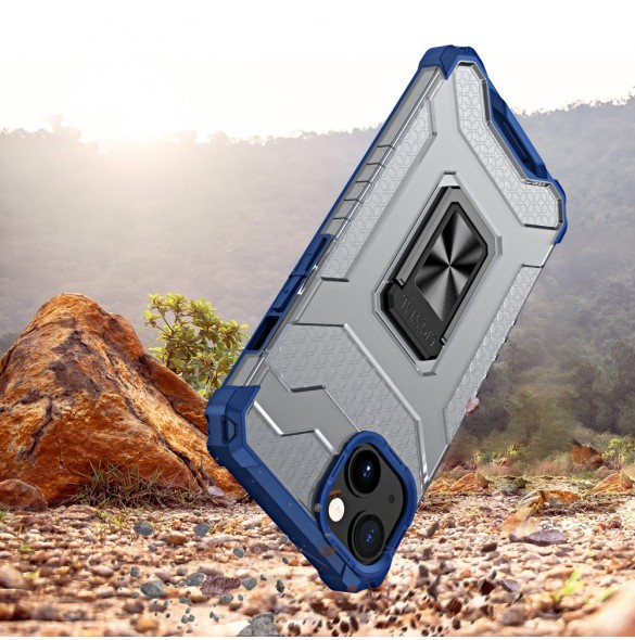 Crystal Ring Case Kickstand Tough Rugged Cover för iPhone 12 blå