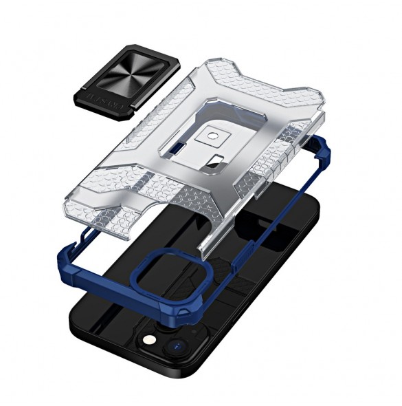 Crystal Ring Case Kickstand Tough Rugged Cover för iPhone 12 blå