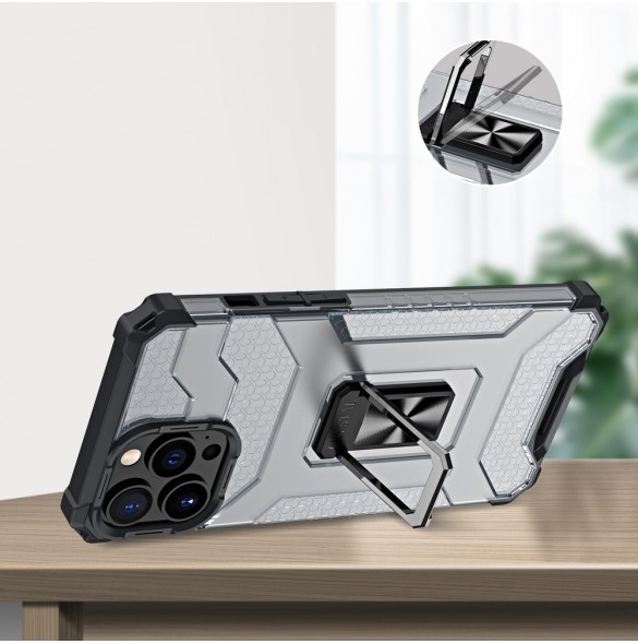 Crystal Ring Case Kickstand Tough Rugged Cover för iPhone 12 Pro svart