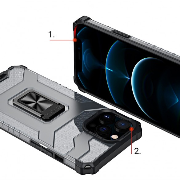 Crystal Ring Case Kickstand Tough Rugged Cover för iPhone 12 Pro röd