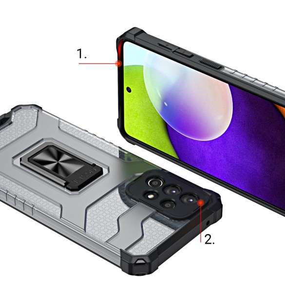 Crystal Ring Case Kickstand Tough Rugged Cover för Samsung Galaxy A72 4G svart
