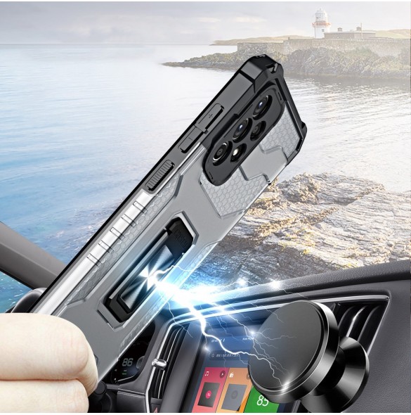 Crystal Ring Case Kickstand Tough Rugged Cover för Samsung Galaxy A72 4G grön