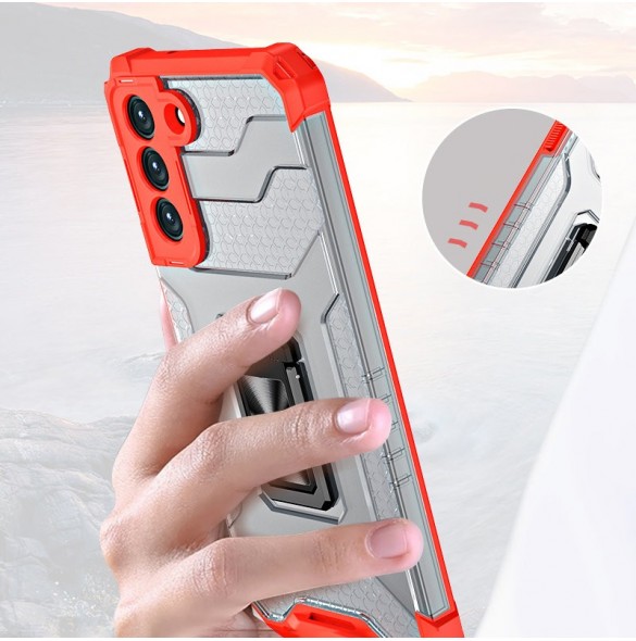 Crystal Ring Case Kickstand Tough Rugged Cover för Samsung Galaxy S21 5G blå