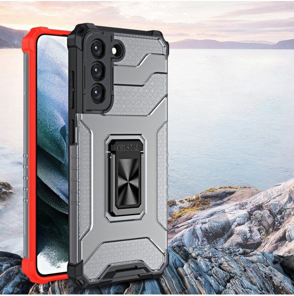 Crystal Ring Case Kickstand Tough Rugged Cover för Samsung Galaxy S21 5G blå
