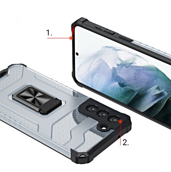 Crystal Ring Case Kickstand Tough Rugged Cover för Samsung Galaxy S21 5G blå