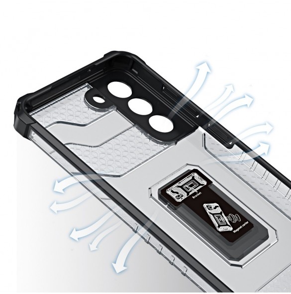 Crystal Ring Case Kickstand Tough Rugged Cover för Samsung Galaxy S21 5G blå