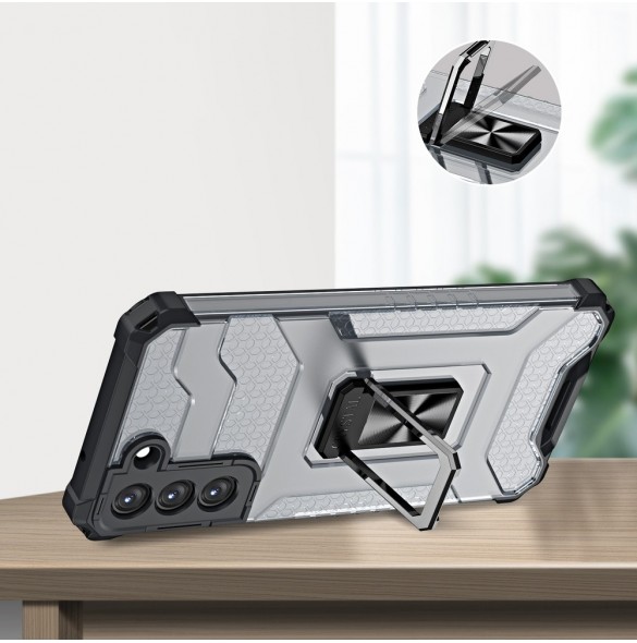 Crystal Ring Case Kickstand Tough Rugged Cover för Samsung Galaxy S21 5G blå