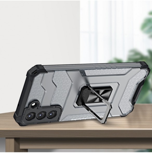 Crystal Ring Case Kickstand Tough Rugged Cover för Samsung Galaxy S21+ 5G (S21 Plus 5G) svart