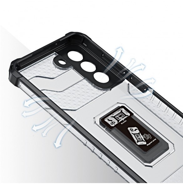 Crystal Ring Case Kickstand Tough Rugged Cover för Samsung Galaxy S21+ 5G (S21 Plus 5G) svart