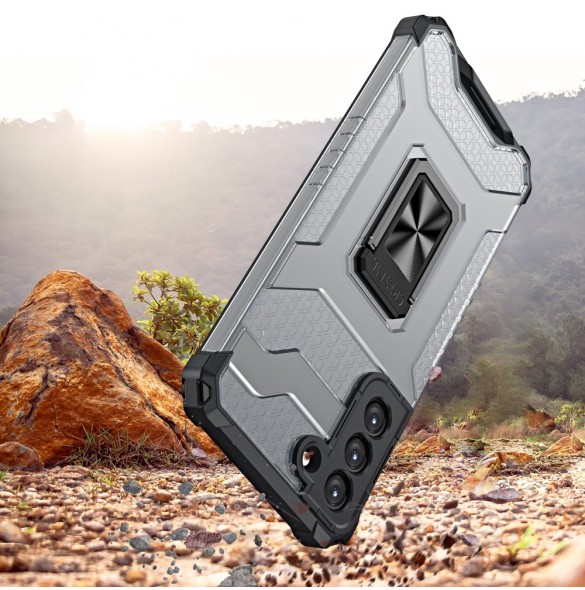 Crystal Ring Case Kickstand Tough Rugged Cover för Samsung Galaxy S21+ 5G (S21 Plus 5G) blå