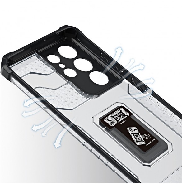 Crystal Ring Case Kickstand Tough Rugged Cover för Samsung Galaxy S21 Ultra 5G blå