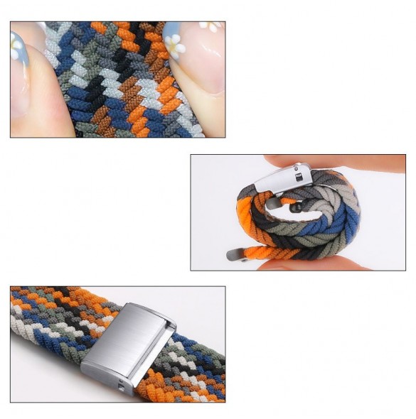 Band tygband för klocka 9 / 8 / 7 / 6 / SE / 5 / 4 / 3 / 2 (41 mm / 40 mm / 38 mm) Klockarmband med flätat tygband Svart (5)
