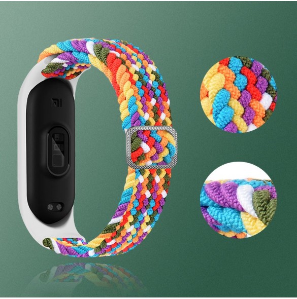 Rem Tygbyte bandrem för Xiaomi Mi Band 6/5/4/3 flätat tygarmband lila