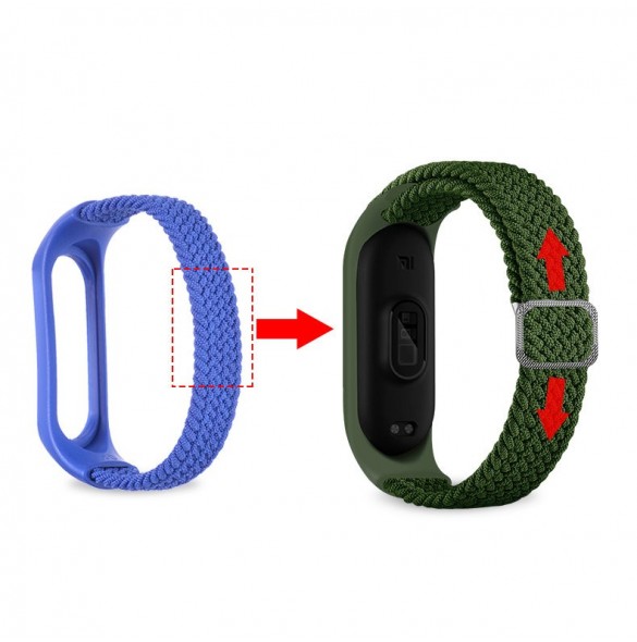 Rem Tygbyte bandrem för Xiaomi Mi Band 6/5/4/3 flätat tygarmband lila