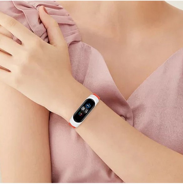 Rem Tygbyte bandrem för Xiaomi Mi Band 6/5/4/3 flätat tygarmband lila