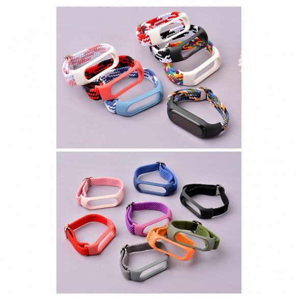 Rem Tygbyte bandrem för Xiaomi Mi Band 6/5/4/3 flätat tygarmband lila