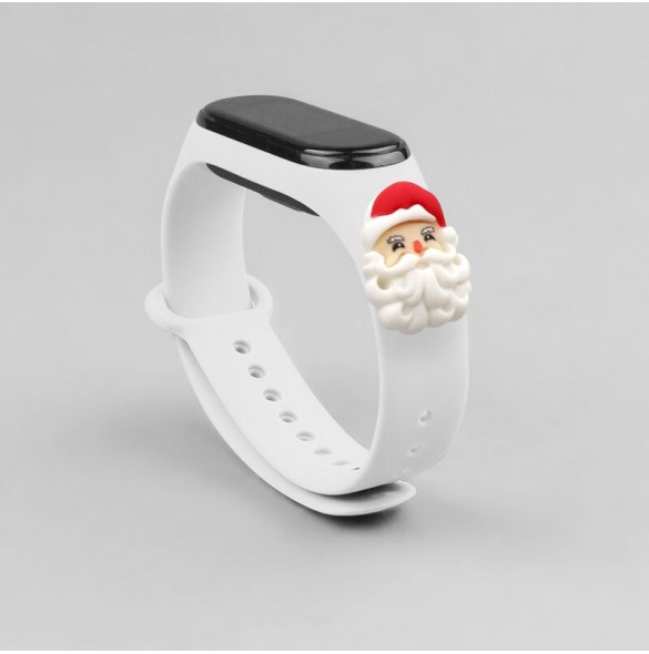 Rem Xmas Armband för Xiaomi Mi Band 4 / Mi Band 3 Jul Silikon Armband Vit (Jultomten)