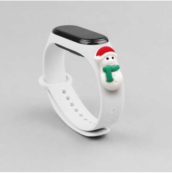 Rem Xmas Armband för Xiaomi Mi Band 4 / Mi Band 3 Christmas Silikon Armband Vit (Snowman 1)