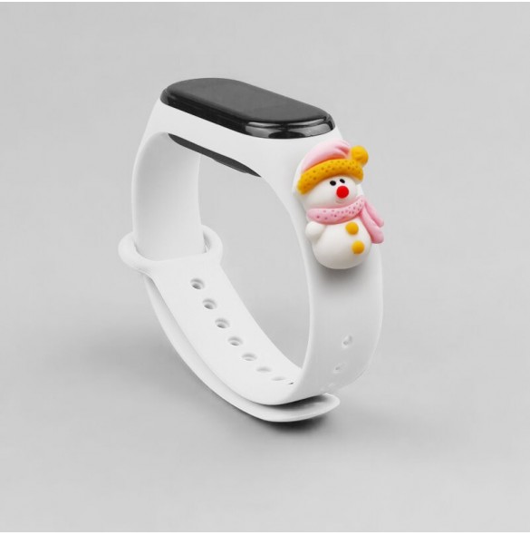 Rem Xmas Armband för Xiaomi Mi Band 4 / Mi Band 3 Jul Silikon Armband Vit (Snowman 2)