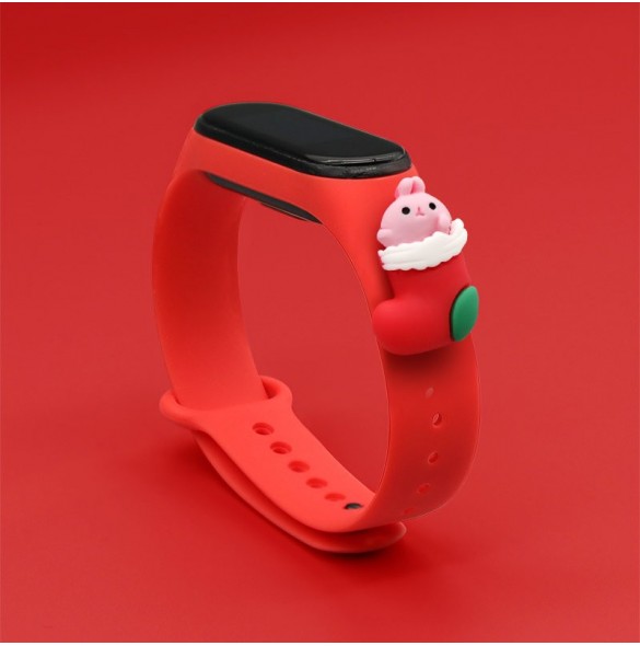 Rem Xmas Armband för Xiaomi Mi Band 4 / Mi Band 3 Jul Silikon Armband Röd (Santa 1)