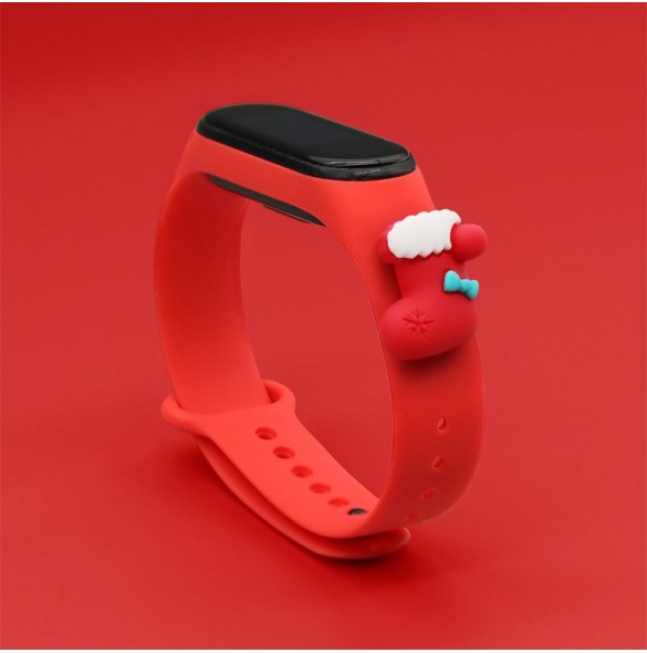 Rem Xmas Armband för Xiaomi Mi Band 4 / Mi Band 3 Jul Silikon Armband Röd (strumpa)