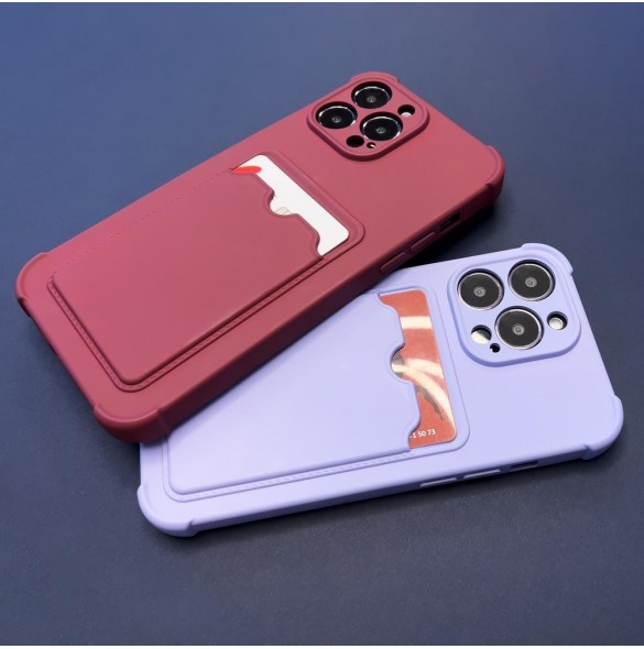 Card Armor Case Fodral till iPhone XS Max Kortplånbok Silikon Armor Case Airbag Rosa