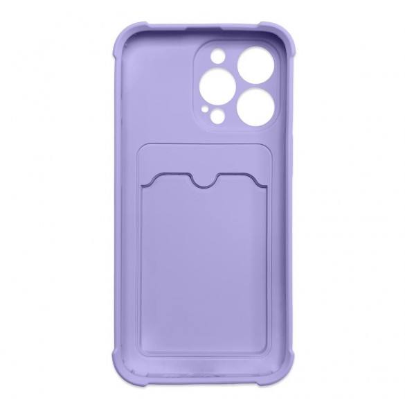 Card Armor Case Fodral till iPhone 12 Pro Card Wallet Silikon Air Bag Armor Case Lila