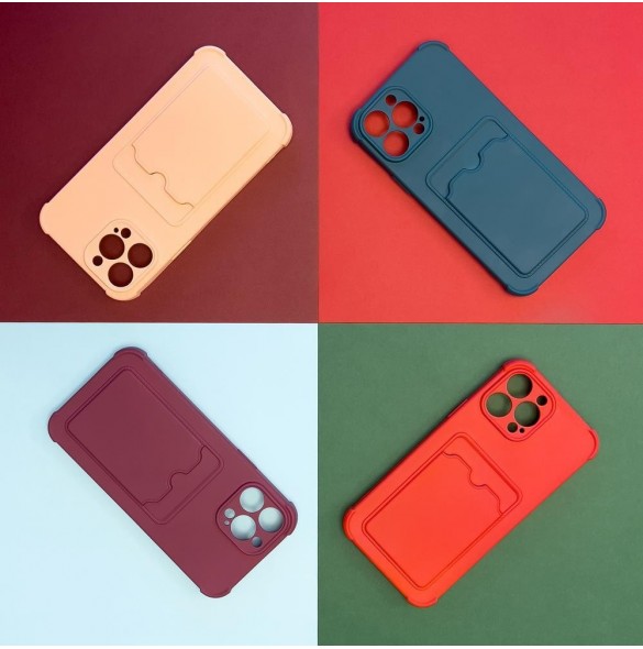 Card Armor Case Fodral för Samsung Galaxy A32 4G Card Plånbok Silikon Armor Cover Airbag Hallon