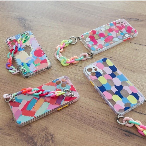 Color Chain Case gel flexibelt elastiskt fodral med ett kedjehänge för iPhone 13 Pro Max multicolour (1)