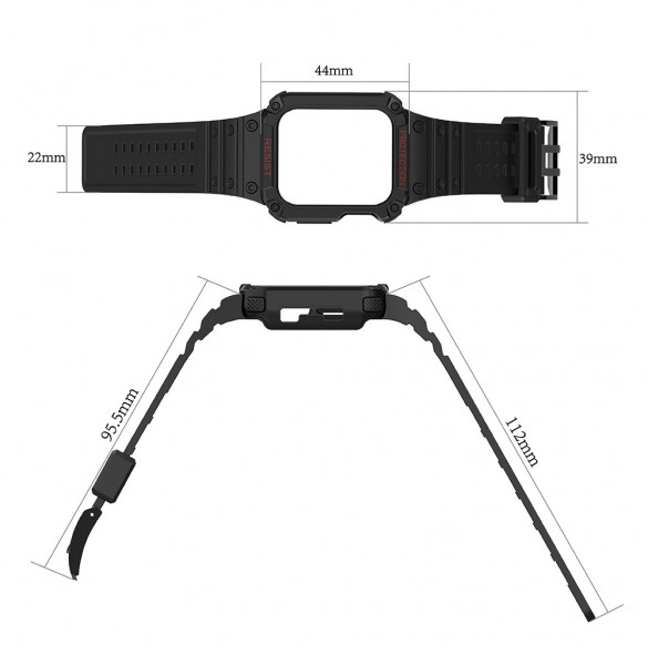 Protect Strap Band Band med fodral för Apple Watch 7 / SE (41/40 / 38mm) fodral Pansarklocka Vit