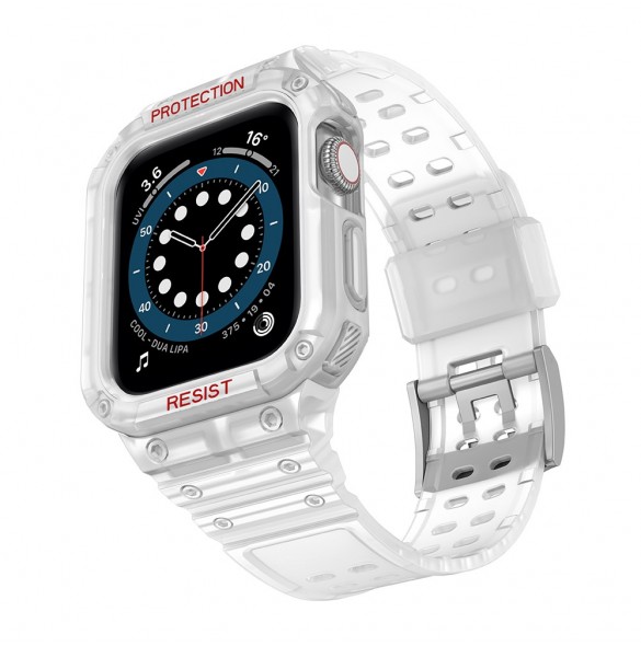 Protect Strap Band Band med fodral för Apple Watch 7 / SE (41/40 / 38mm) fodral Pansarklocka Vit