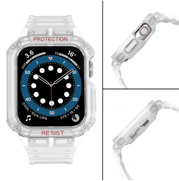 Protect Strap Band Band med fodral för Apple Watch 7 / SE (41/40 / 38mm) fodral Pansarklocka Vit