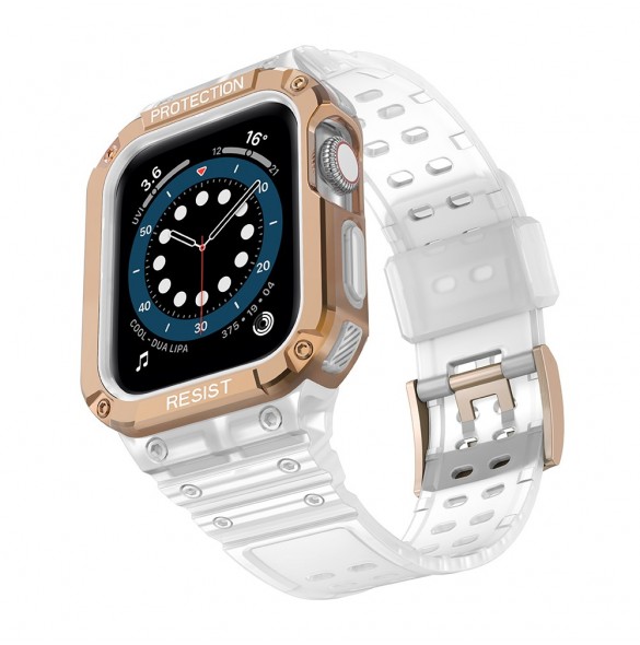 Protect Strap Band Fodral Armband för Apple Watch 7 / 6 / 5 / 4 / 3 / 2 / SE (45 / 44 / 42mm) Fodral Armor Watch Cover Vit /