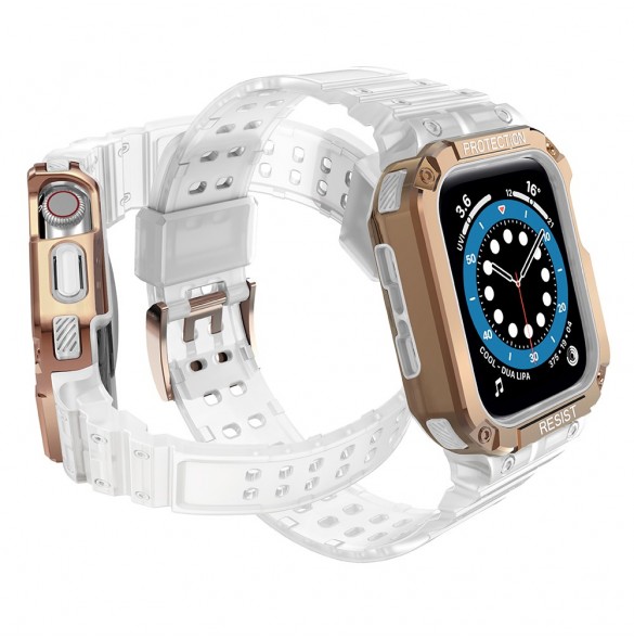 Protect Strap Band Fodral Armband för Apple Watch 7 / 6 / 5 / 4 / 3 / 2 / SE (45 / 44 / 42mm) Fodral Armor Watch Cover Vit /