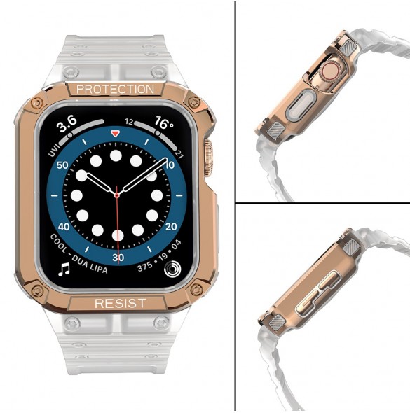 Protect Strap Band Fodral Armband för Apple Watch 7 / 6 / 5 / 4 / 3 / 2 / SE (45 / 44 / 42mm) Fodral Armor Watch Cover Vit /