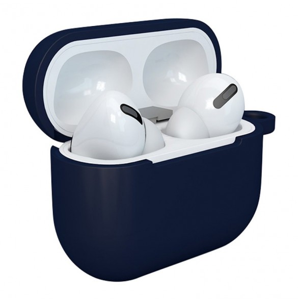 Fodral för AirPods 3 Silikonmjukt hörlursfodral + Nyckelring Hummerlås hänge mörkblå (fodral D)