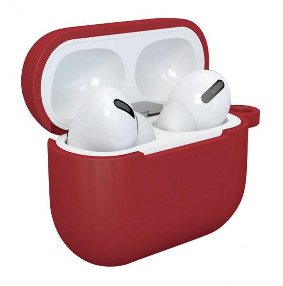 Fodral för AirPods 3 mjukt silikonfodral för hörlurar + nyckelring lobster clasp hänge rött (fodral D)
