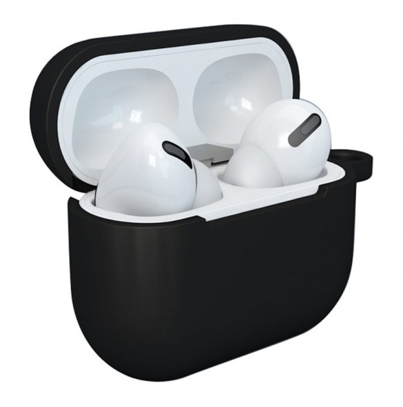 Fodral för AirPods 3 mjukt silikonfodral för hörlurar + nyckelring lobster clasp hänge svart (fodral D)