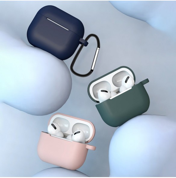 Fodral för AirPods 3 mjukt silikonfodral för hörlurar + nyckelring lobster clasp hänge svart (fodral D)