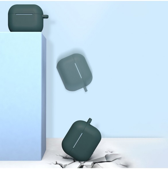 Fodral för AirPods 3 mjukt silikonfodral för hörlurar + nyckelring lobster clasp hänge svart (fodral D)