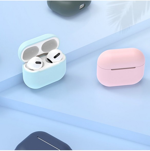 Fodral för AirPods 3 Silikon mjukt hörlursfodral Mörkblått (fodral C)