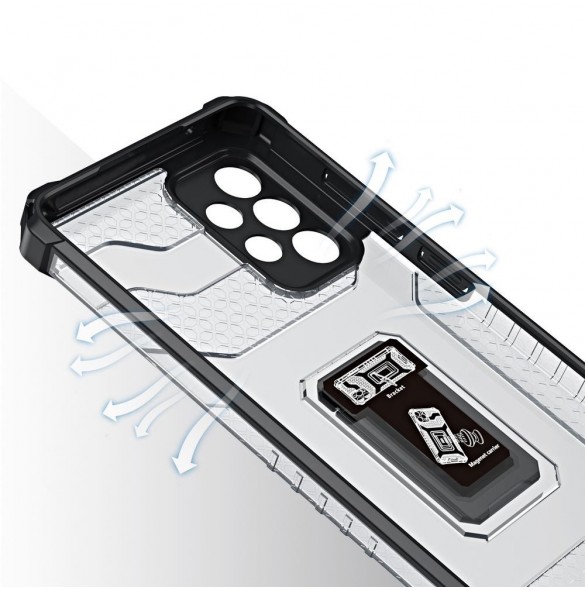 Crystal Ring Case tufft hybridskal + magnetisk hållare för Samsung Galaxy A13 5G svart