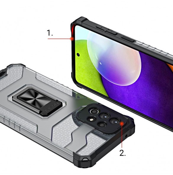 Crystal Ring Case tufft hybridskal + magnetisk hållare för Samsung Galaxy A13 5G svart